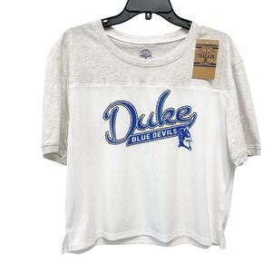 Rivalry Threads Women's White Duke Blue Devils Mesh Crop Top Size Medium